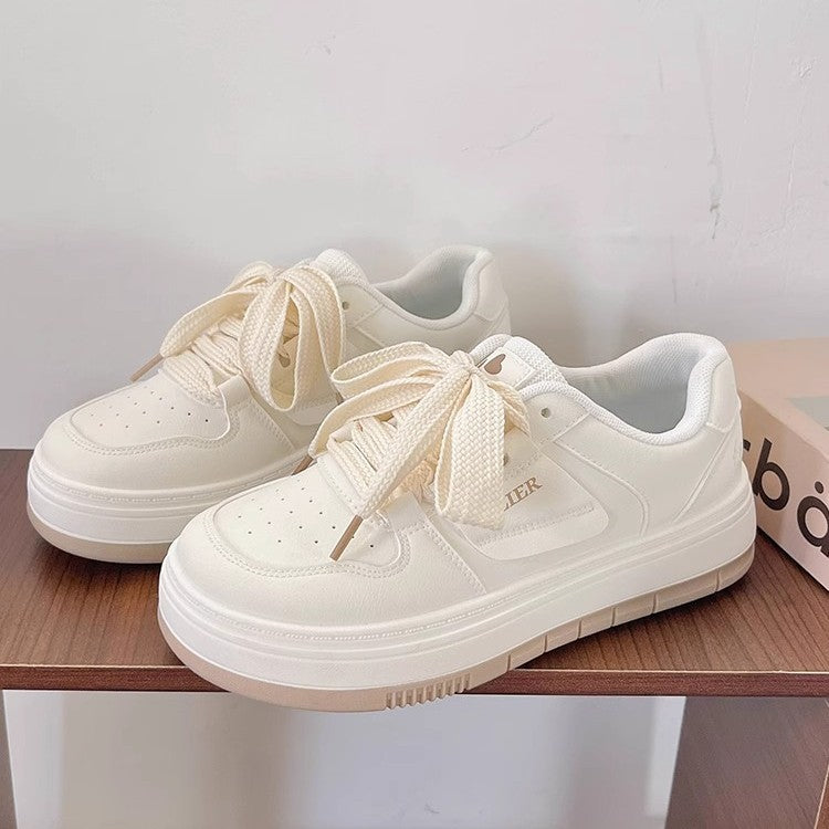 Popular white shoes for women 2026 spring & fall new arrival trendy niche street thick sole sports casual student sports sneakers