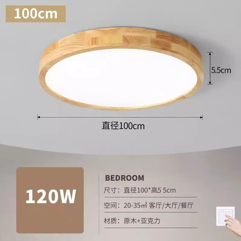 Log LED ceiling light Japanese style simple modern solid wood master bedroom dining room room balcony aisle atmospheric lighting