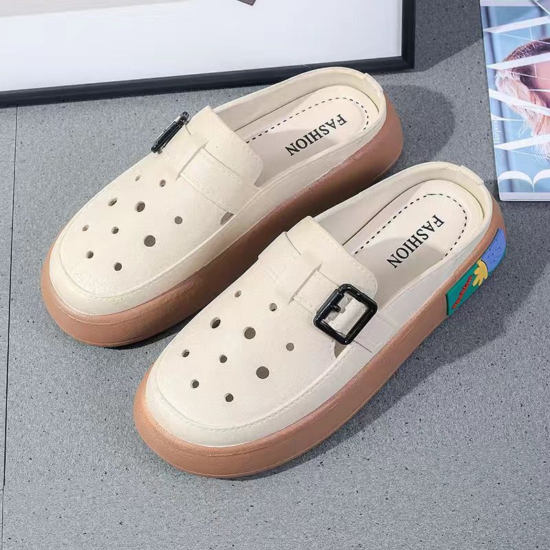 Women's summer slippers 2024 new fairy style sandals, trendy versatile platform slides, cloud-like comfort, thick sole beach shoes