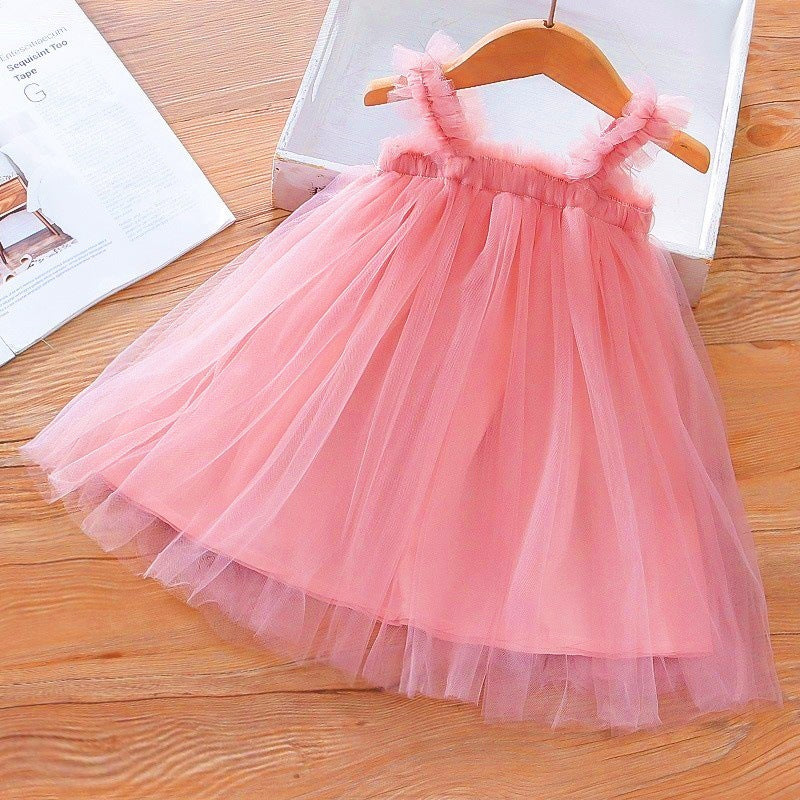 Girls' dress new arrival  summer super fairy princess dress cross-border hot seller star mesh children's dress