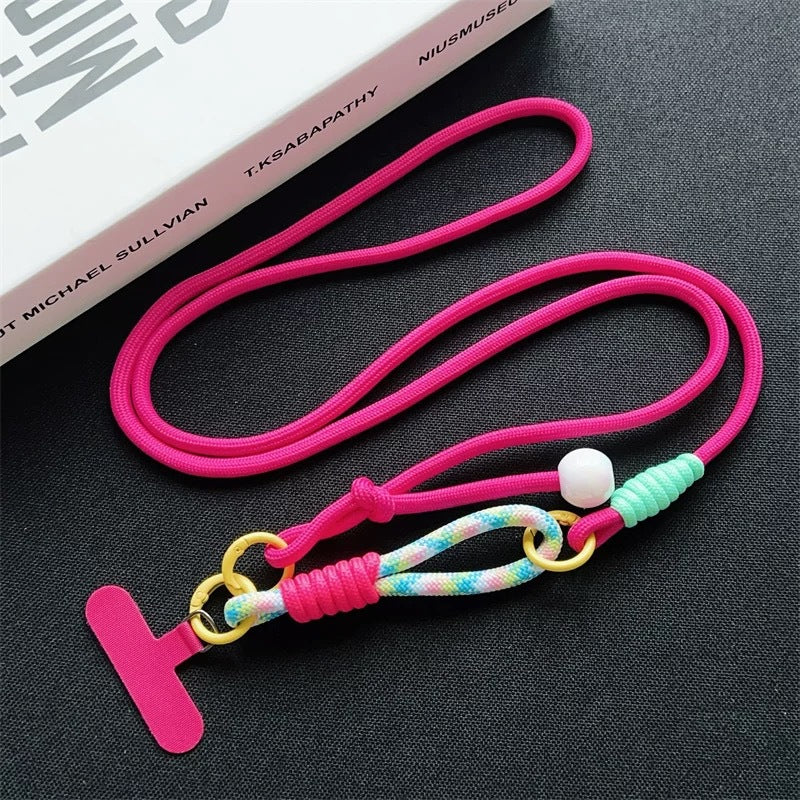 New arrival adjustable hanging neck long braided rope multi-functional wrist patchwork rope k-styletrendy color ball outdoor anti-lost
