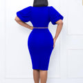 D411export women's summer new style puff sleeves v neck hip-covering professional ol elegant african fashion dress