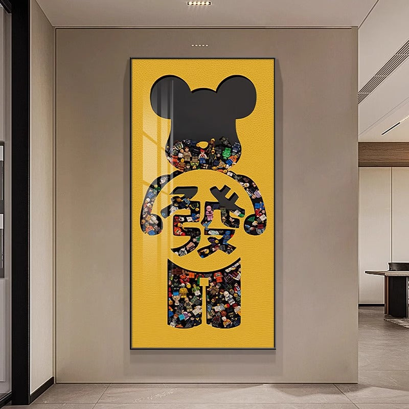 Kaws violent bear entrance entrance decorative painting modern simple corridor aisle hanging painting tide brand creative building block mural