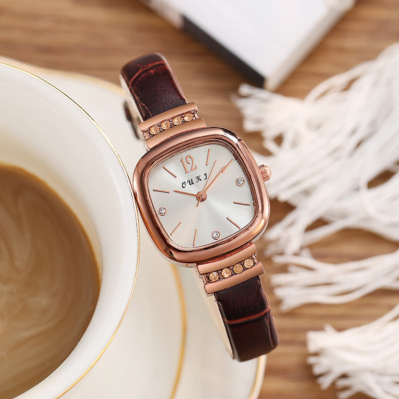 2022 douyin live gift list student small square watch women's square watch small sugar cube quartz large dial
