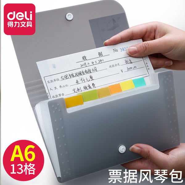 Deli 5561 Small Organ Bag Student Multi-layer Folder Classification Information Bag A6 Mini Storage Folder Bill Bag