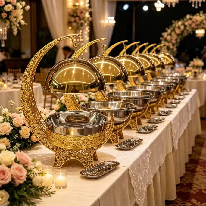 Diamond-shaped gold stainless steel buffet stove 8l hanging cover buffet stove for restaurants and hotels
