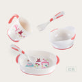 Bao hui baby tableware set: includes bowl, spoon, fork, divided plate, bowl, cup, fork, and spoon – complete feeding set