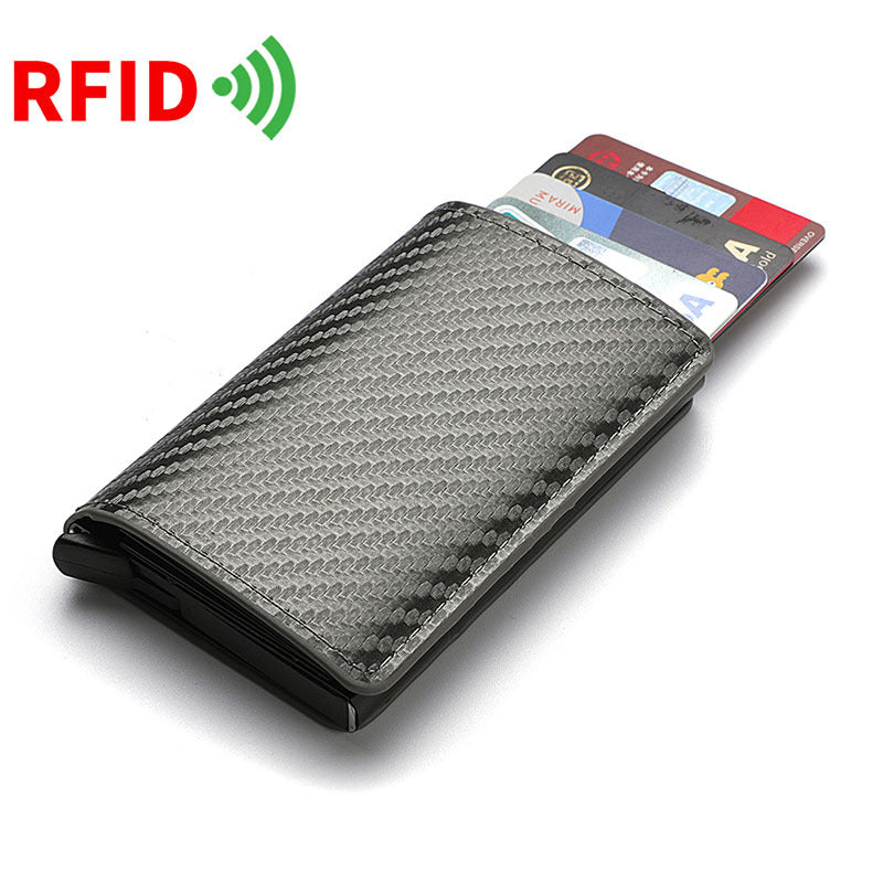 Men's anti-theft brush RFID small card bag, carbon brazing change bag, multi-card elastic card aluminum box, anti-magnetic large-capacity card sleeve