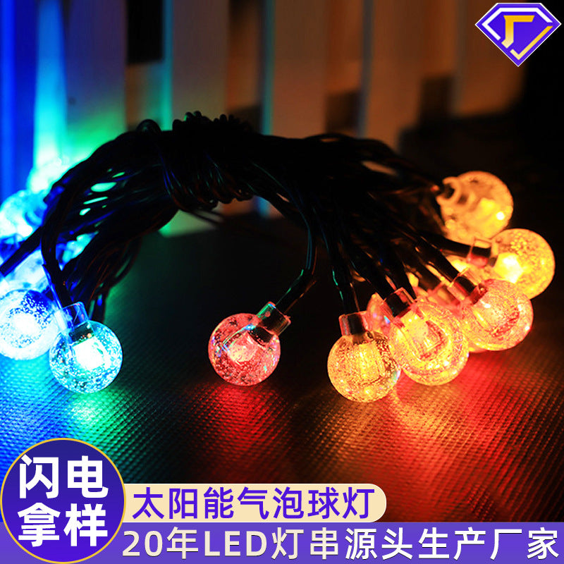 [Customized] Cross-border outdoor LED solar bubble ball light string, camping lawn courtyard street lighting light string