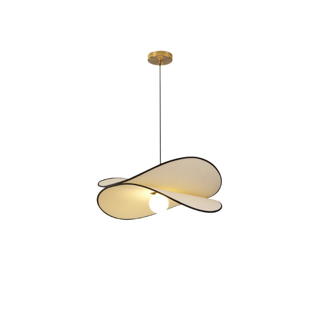 Wabi-sabi style special-shaped double-leaf fabric modern casual art streamer lotus leaf single-head chandelier restaurant bedroom b&b