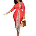 D539exportplus size women's clothing   elegantolelegant pencil skirt hip-covering patchwork african dress