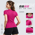 Spring/summer new women's short-sleeve crew neck sports t-shirt - running, fitness, slim-fit, breathable yoga top - s2067