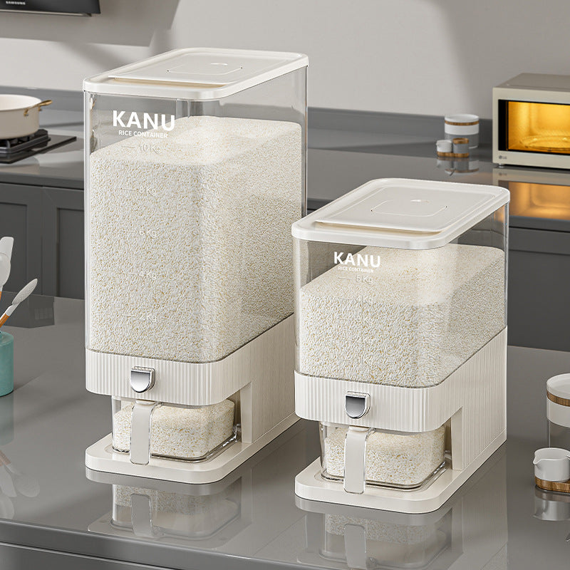 Rice bucket press-type automatic rice delivery household insect-proof and moisture-proof sealed rice storage tank large-capacity rice noodle miscellaneous grain storage bucket