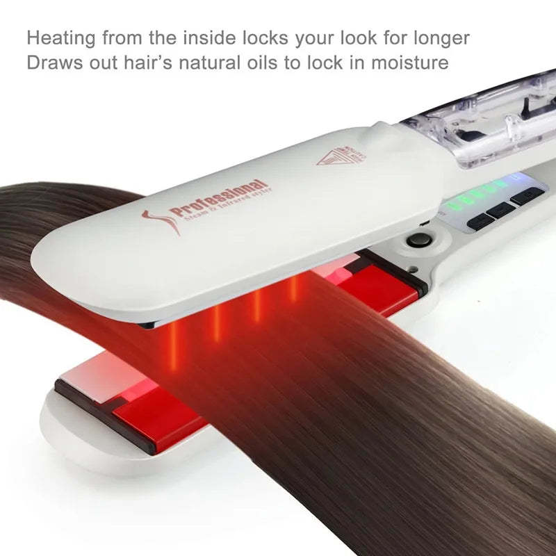 Cross-border steam hair straightener Infrared spray straightening splint Curling iron Multifunctional dual-purpose hair straightener