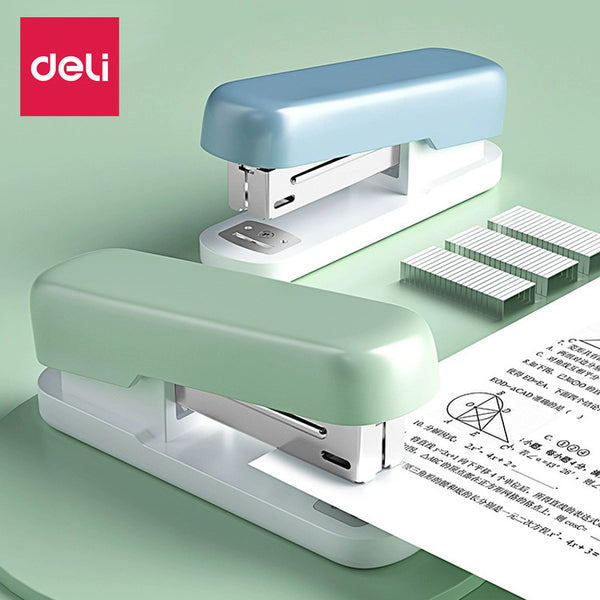 Deli TA301 stapler Macaron-colored metal tie rod Small fresh and high-value stapler with 12 #staple