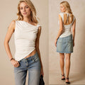 spring/summer new arrivals:  women's fashion - european & american style "queen bee" t-shirt, backless tie-up, slim-fit cropped sleeveless top