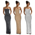 C7187 cross-border   fashion women's dress - sparkling rhinestone sexy backless slit party dress - new arrival