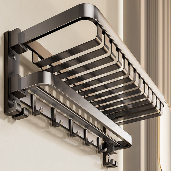 Bathroom towel rack non-punching double folding net basket bath towel rack toilet bathroom hardware pendant toilet rack