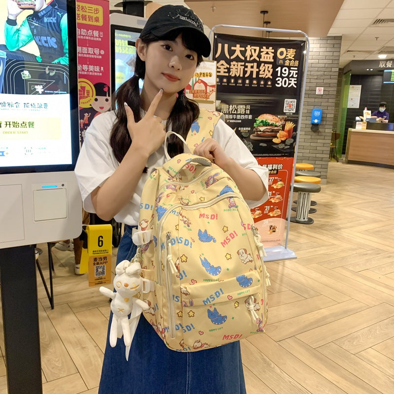 Backpack Men's Simple Large Capacity Travel Backpack Women's Casual Japanese Junior High School Student High School Student School Bag Men