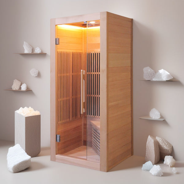 Single finished product custom far infrared light wave sauna sweat room, intelligent WIFI control panel hemlock wood