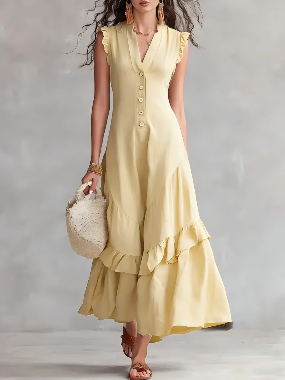 european and american cross-border  independent station new arrivalelegantelegancenormcore cotton and linen women's sleeveless dress