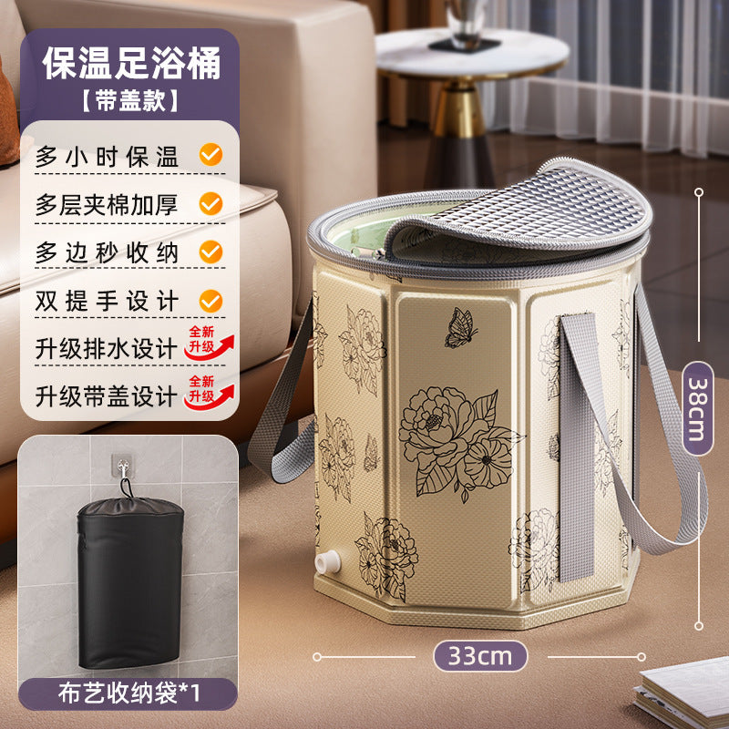 Foot soaking bucket over calf foldable foot soaking bag foot bath bucket health care for home portable footbath heat preservation constant temperature handy gadget
