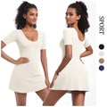 new arrival short-sleeved dress yoga wear quick-drying tight sports tennis skirt outdoor fitness casual hip skirt