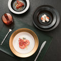 Japanese retro ceramic dinnerware - western dessert, straw hat plate, restaurant hot pot, soup plate, fruit salad, snack deep dish