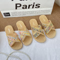 2024 summer new women's fashion slippers retro colorful braided criss-cross strap sandals women's outdoor versatile beach shoes