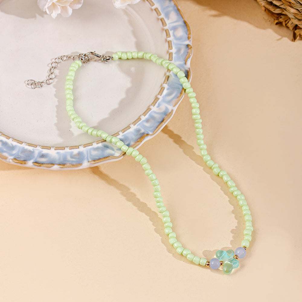 Fashion cross-border e-commerce jewelry fashion resin beads handmade necklace sweater chain easiest for match butterfly clavicle chain pendant