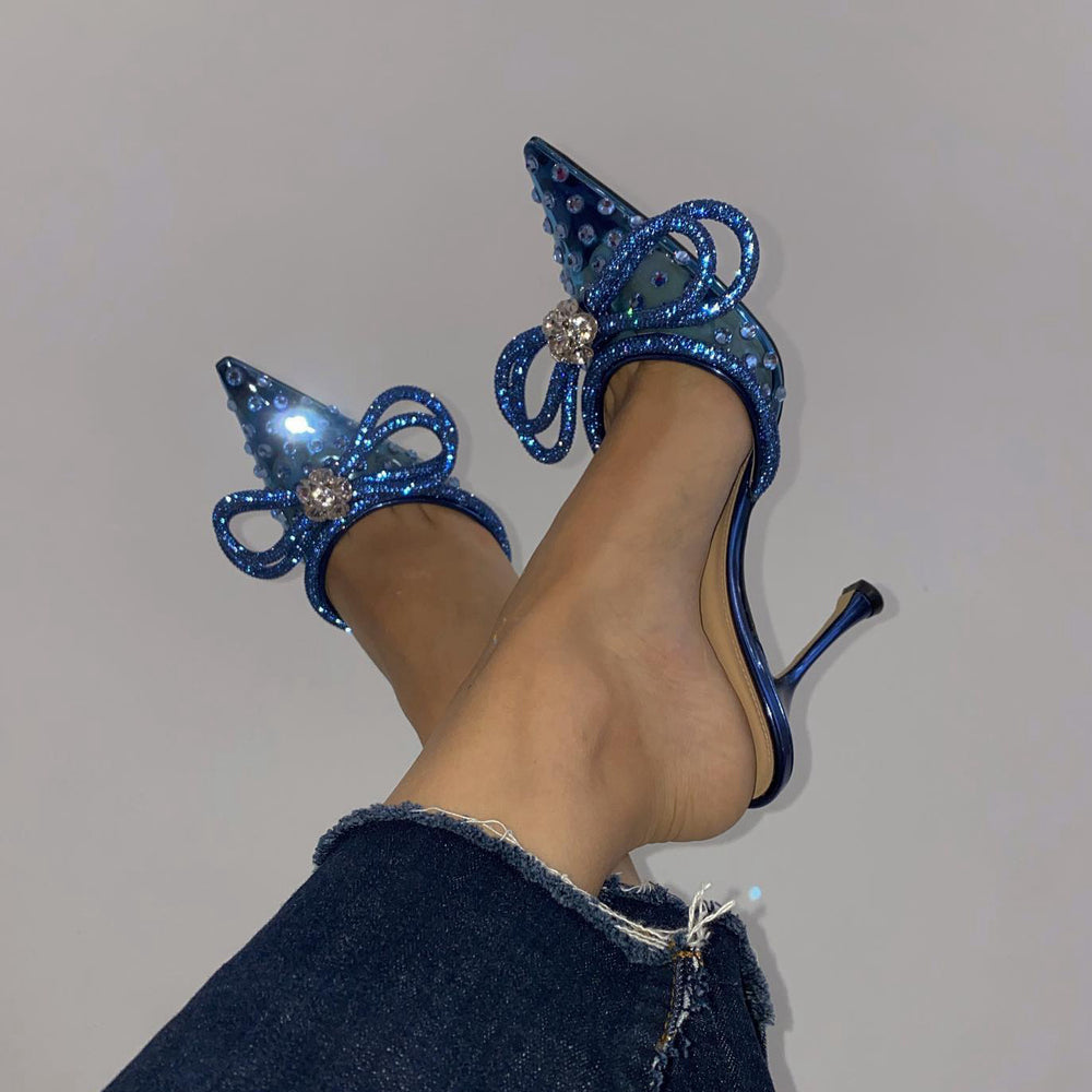 Personalizedfashion summer pointed toe toe sandals women's outweareasiest for match thin heel high heel half drag transparent super high heel
