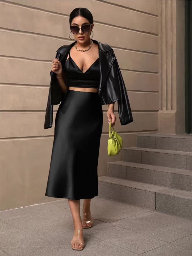 Hip-covering fishtail skirt satin satin mid-length skirt spring and summer new arrivalfashion cross-border women's clothing manufacturer direct