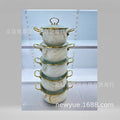 Export cross-mirror factory direct sales enamel high-end five-piece pot set boutique soup pot enamel pot double-ear soup pot