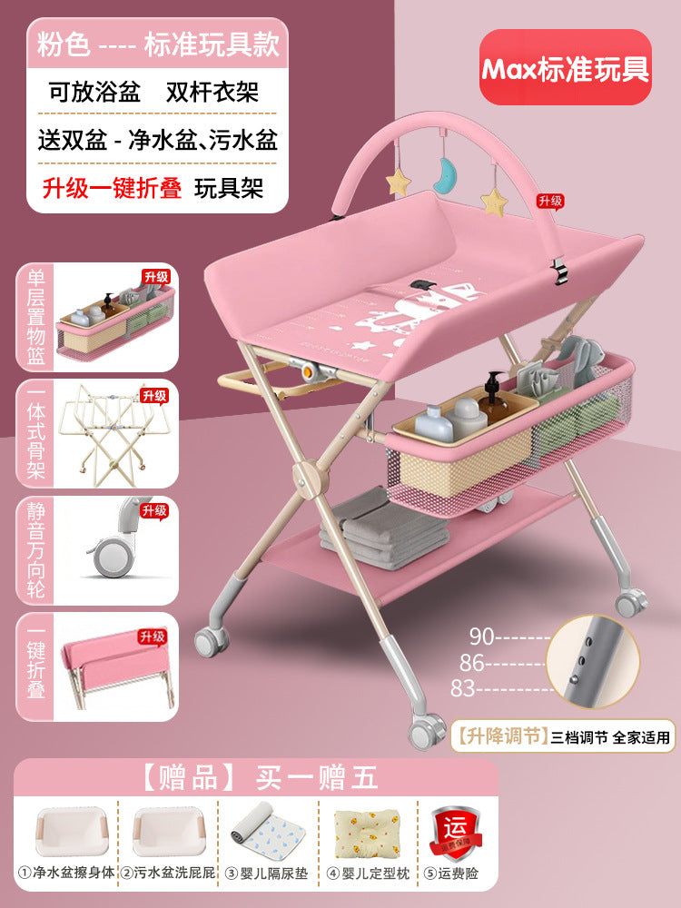 Changing table - multifunctional foldable baby care station for diaper changing, massage, bathing, and newborn care
