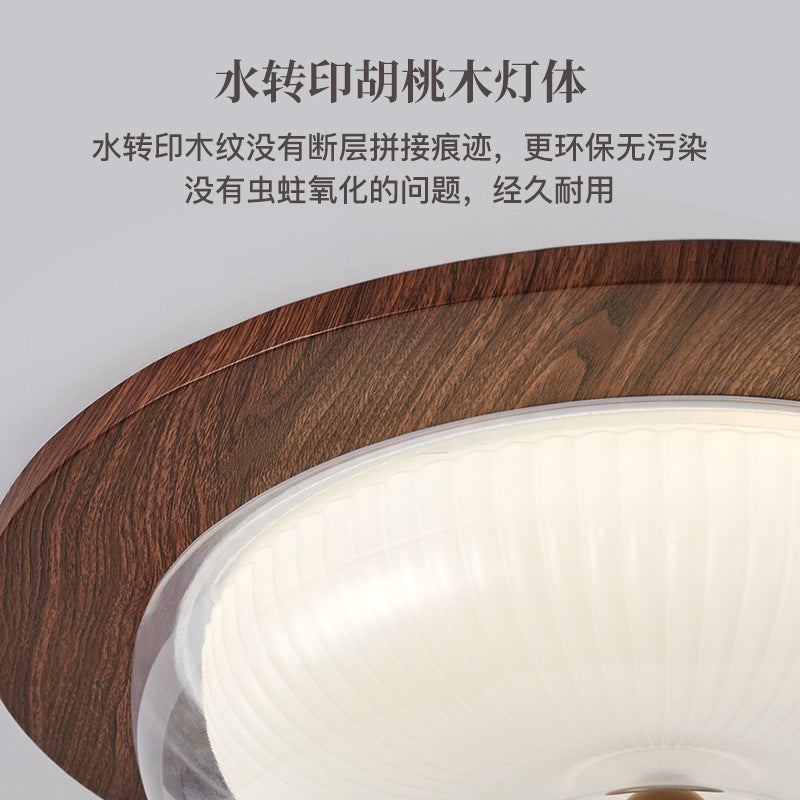 [Strict Selection] 2025 New French Medieval Ceiling Light Eye Protection Walnut Solid Wood Premium Glass Light