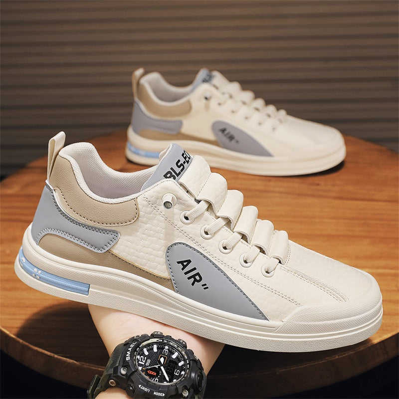 Men's spring breathable 2026 new versatile athletic casual flat white sneakers - trendy work shoes for men