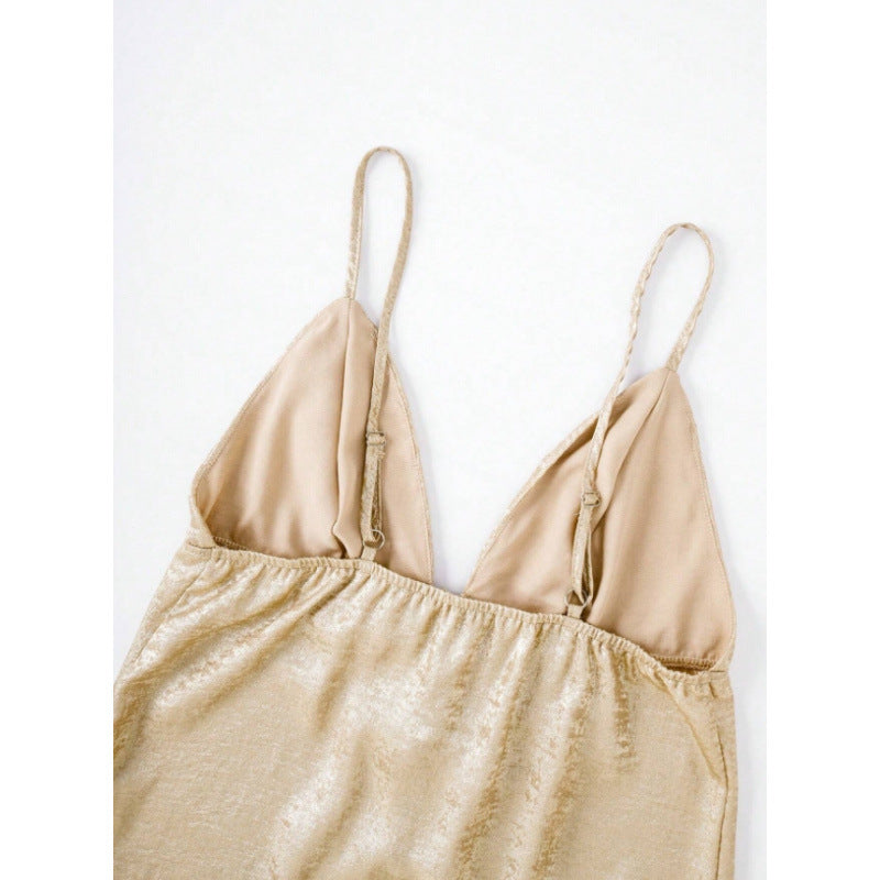 shiny camisole women's strappy decorated new year holiday party outfit