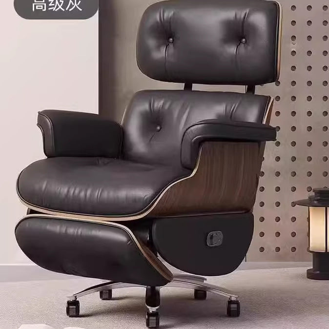 Eames electric leather office chair recliner computer chair sedentary business study boss chair eames recliner