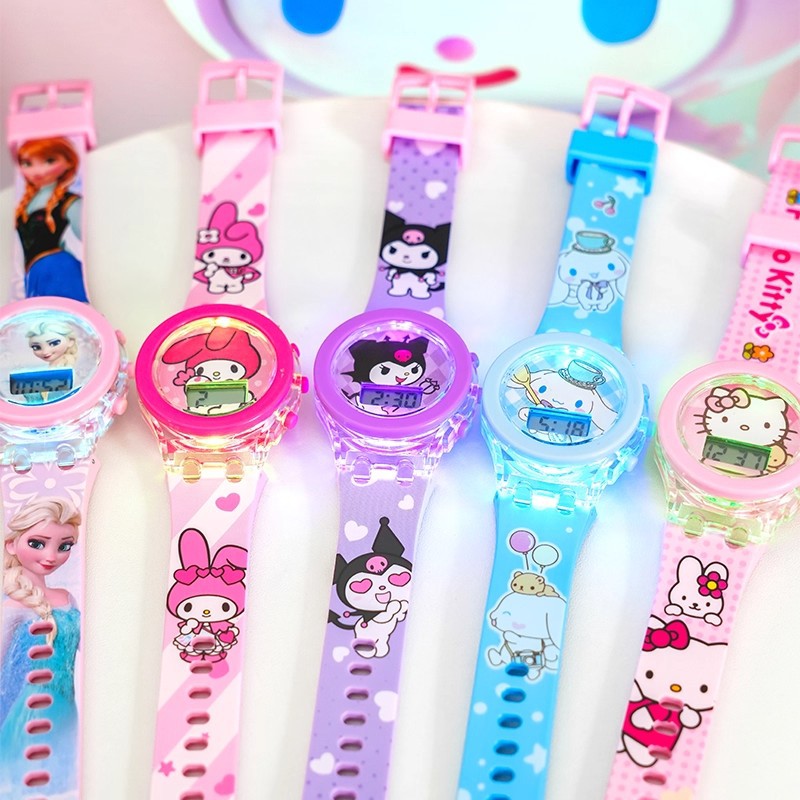 Kids' cartoon light-up watch - marvel spider-man, unicorn, elsa princess - flashing electronic toy watch for boys and girls