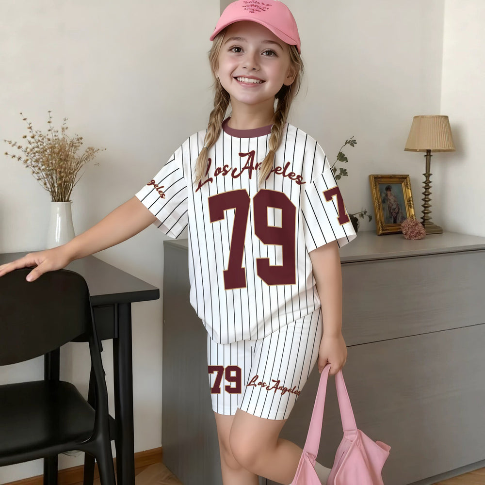 Wholesale girls' clothing: versatile t-shirt and shorts set - casual two-piece outfit, ready stock, direct supply