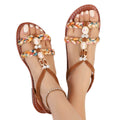 New bohemian women's espadrilles  summer colorful woven beaded round toe comfortable flat sandals