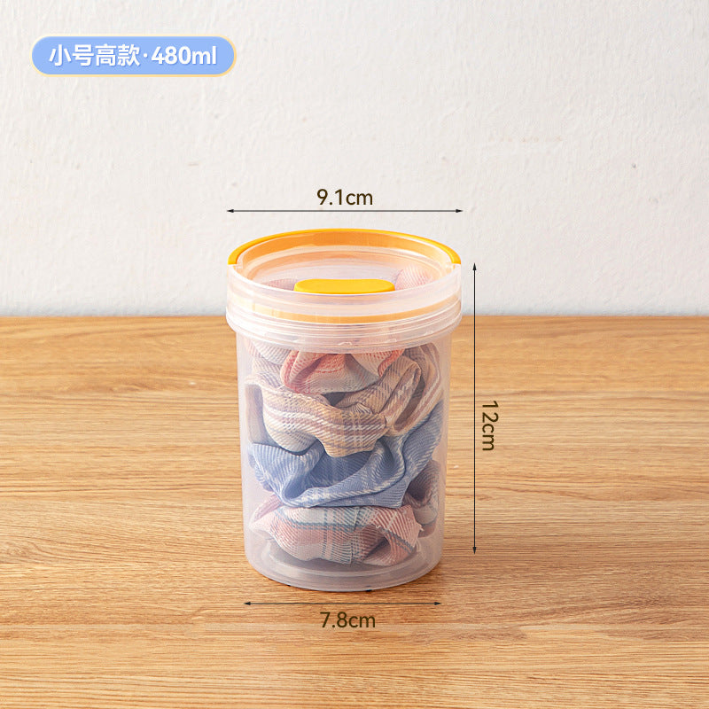 Desktop round handheld pen holder storage box with lid transparent plastic multi-functional desk sundries stationery storage box