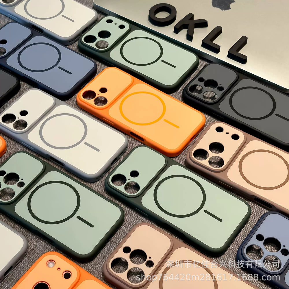 New two-color instant color shield skin-feeling magnetic suction suitable for iphone17pro mobile phone case apple 16/15 protective cover