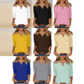 cross-border women's v-neck 3/4 sleeve solid color t-shirt top