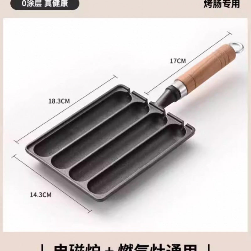Cast iron household sausage pan sausage mold baking pan grilled fish tofu grilled octopus balls sausage machine household small