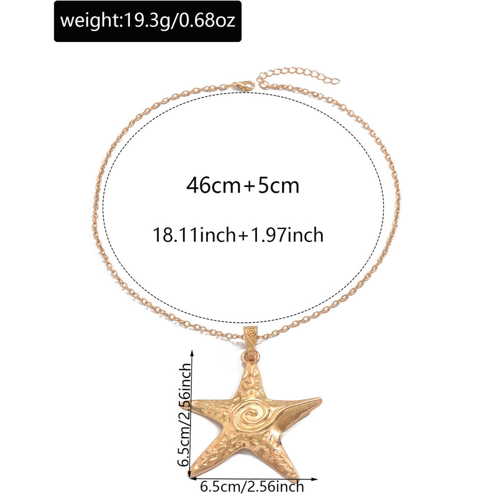 Wholesale starfish necklace - cross-border vintage ocean-inspired jewelry - women's unique, high-end double-layer pendant - starfish clavicle chain