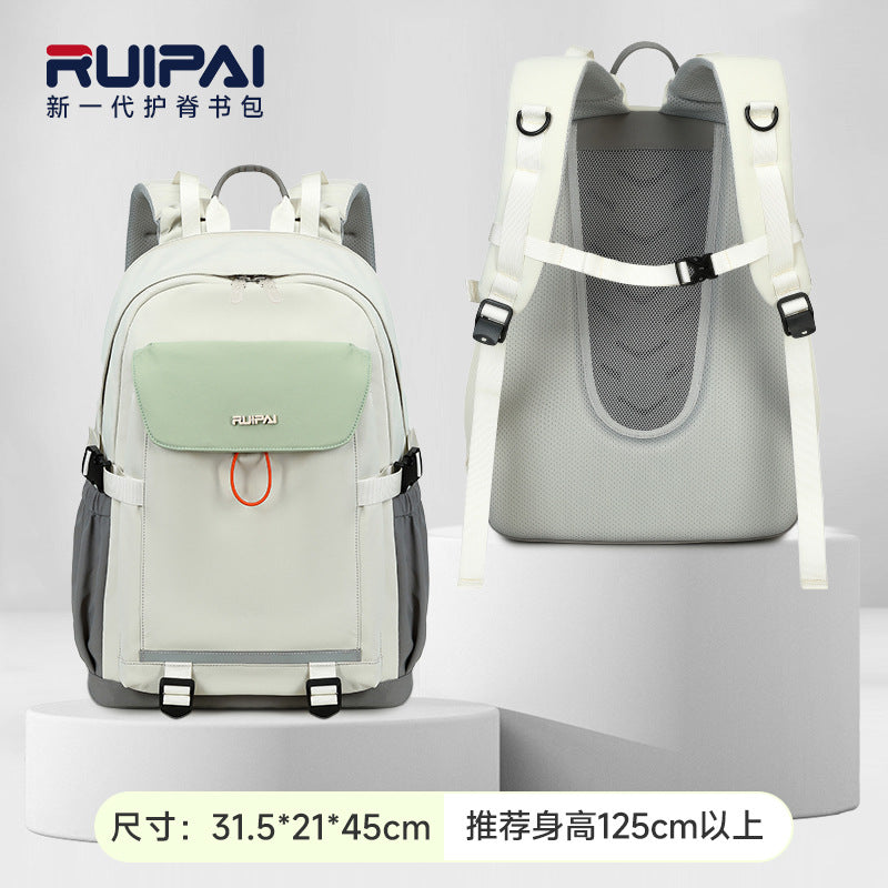 Rui brand student schoolbag simple girls new junior high school backpack large capacity men's and women's casual backpack