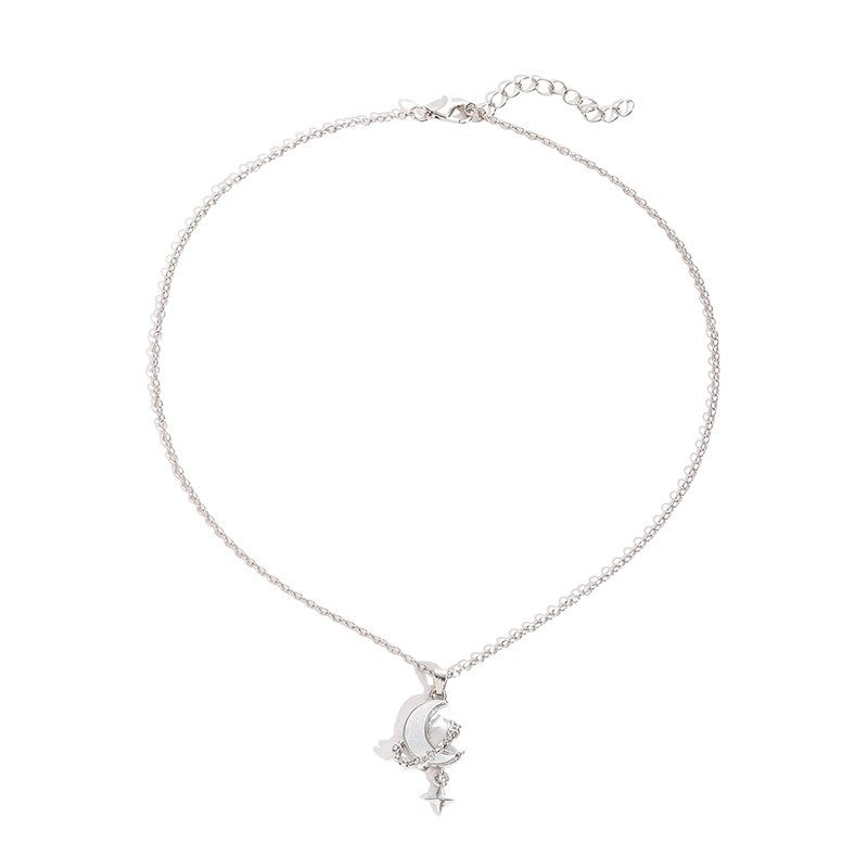Wholesale autumn/winter necklace accessories: european and american cross-border jewelry, women's versatile diamond-studded star alloy pendant, minimalist sweater chain