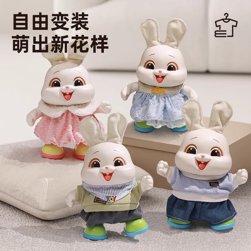 Baby educational early learning electric singing and dancing lucky rabbit dress-up cute bunny musical infant head control training toy