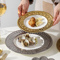 Insaccessible luxury ceramic western food plate scandinavian relief restaurant for home steak plate fruit dessert plate model room plate